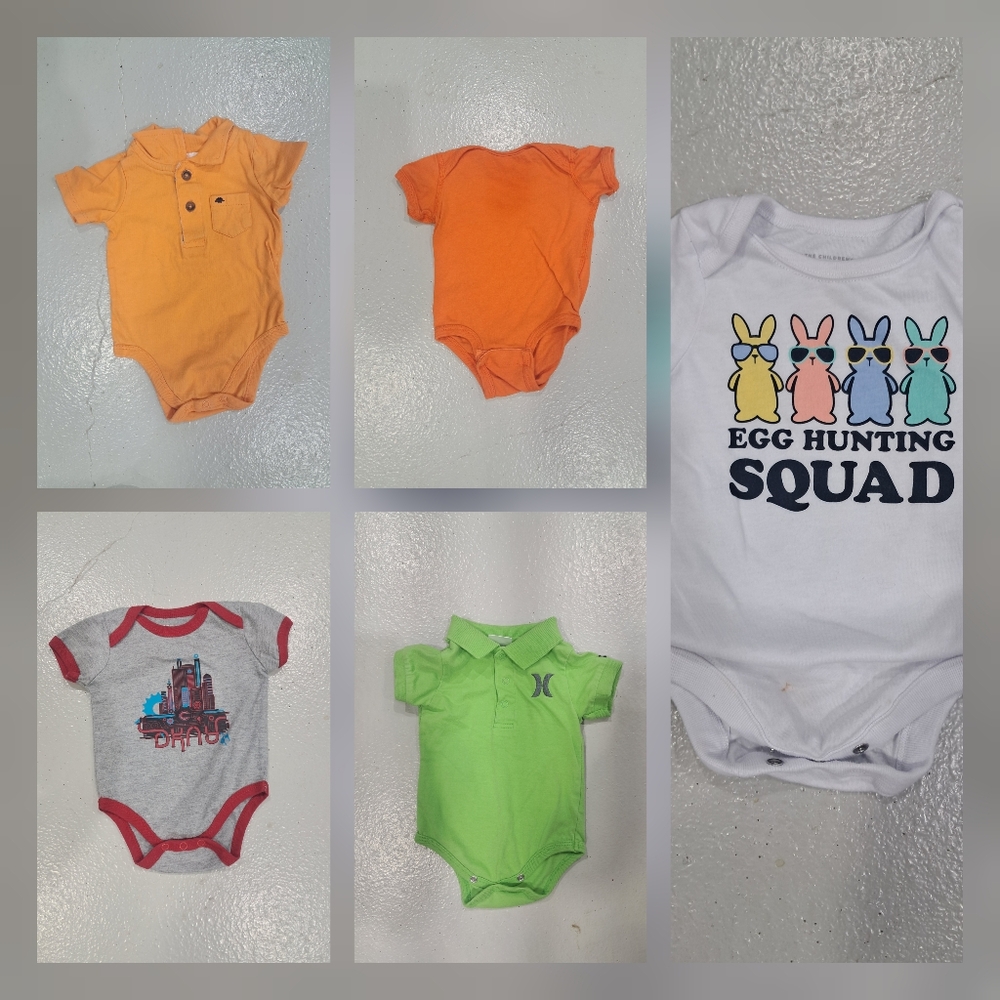 5 Baby Boy Onsies 3-6 Months